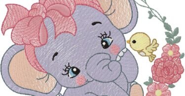 Baby Elephant embroidery design