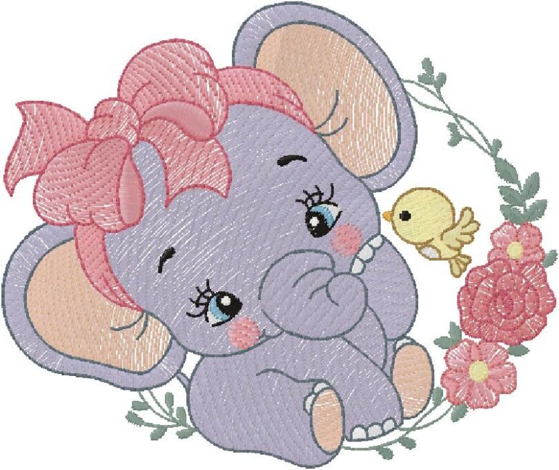 Baby Elephant embroidery design