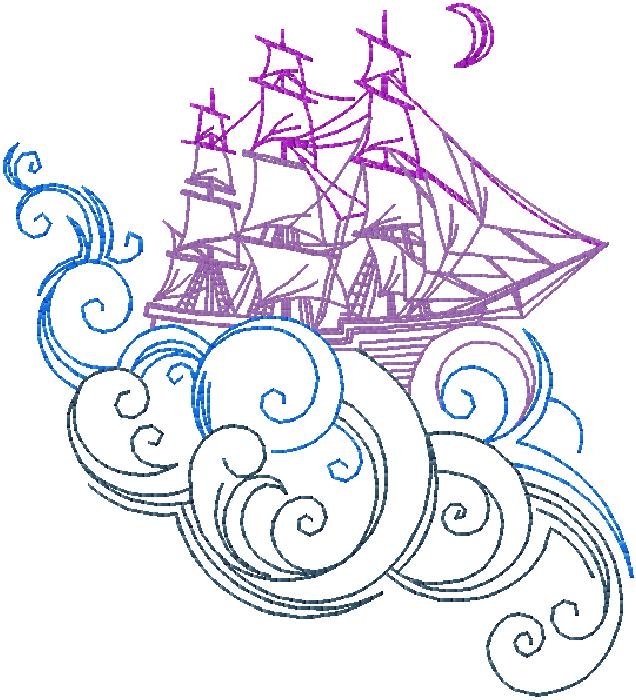 Boat embroidery design