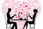 Couple in the cafe embroidery design