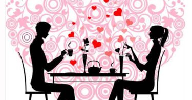 Couple in the cafe embroidery design