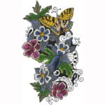 butterfly with flowers embroidery design