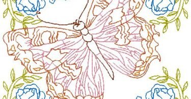 floral butterfly embroidery design