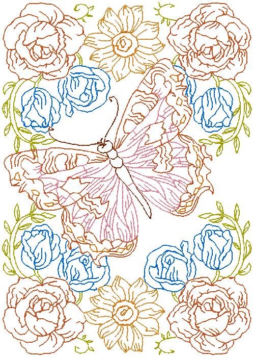 floral butterfly embroidery design